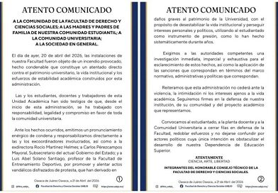 Culpan al gobierno del incendio en Derecho-UABJO