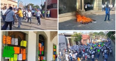 Golpes e incendio en marcha burócrata