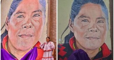 Con mural, artista triqui rinde homenaje a corredora rarámuri