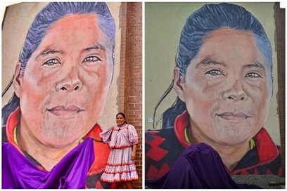 Con mural, artista triqui rinde homenaje a corredora rarámuri